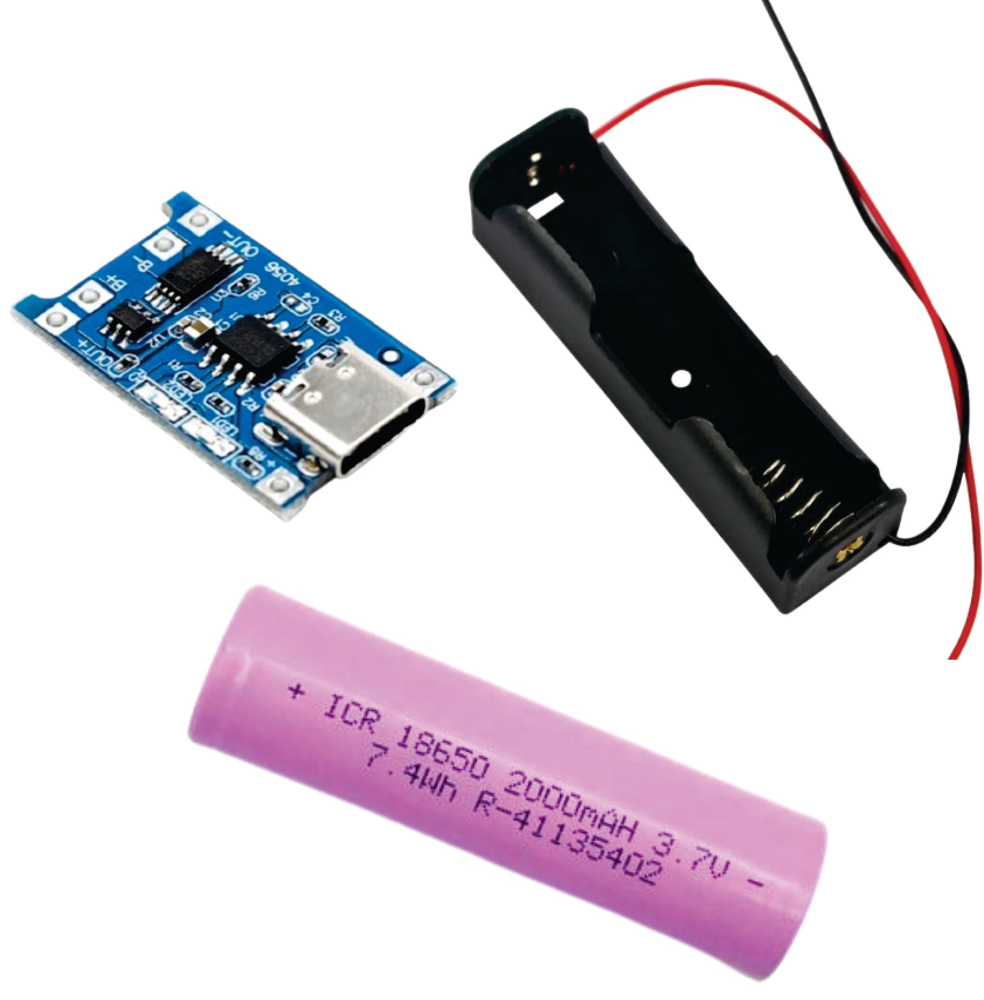 18650 Li-ion Battery ,TP4056 charging module,1S battery holder combo ...