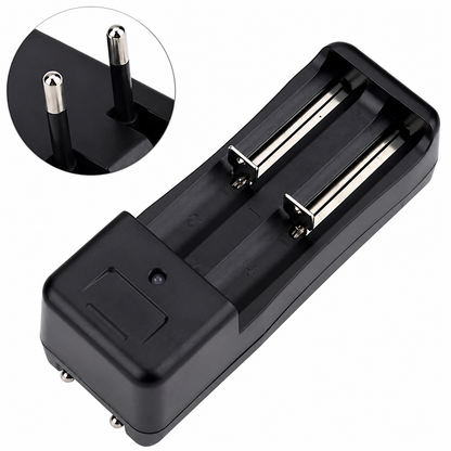 Universal Dual Battery Charger for Li-ion 3.7V 18650 Rechargeable Cells | 2 Slot Smart Lithium Ion Battery Charger with LED Indicator