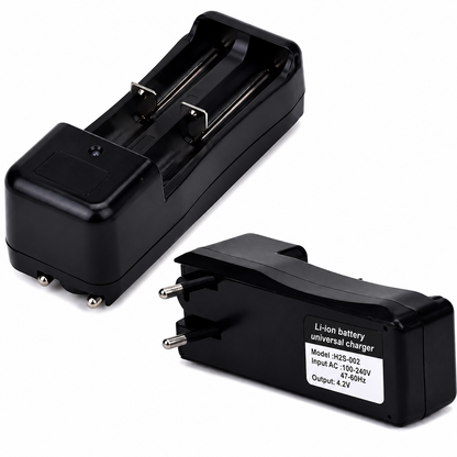 Universal Dual Battery Charger for Li-ion 3.7V 18650 Rechargeable Cells | 2 Slot Smart Lithium Ion Battery Charger with LED Indicator