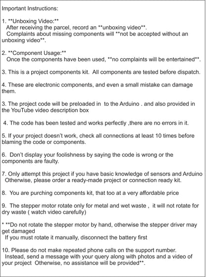 dry wet and metal waste segregator components  kit
