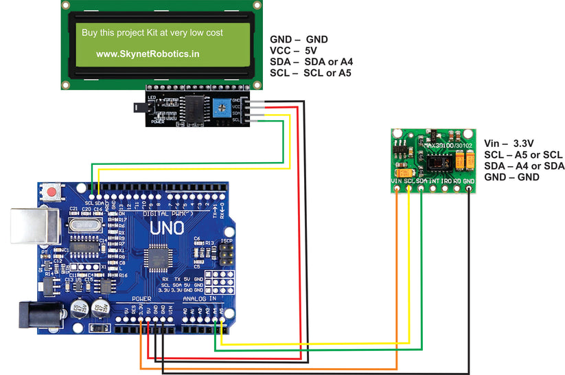 Arduino heart rate monitor MAX30102 project kit – SKYNET ROBOTICS