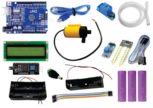 smart irrigation soil moisture sensor with LCD arduino water pump kit