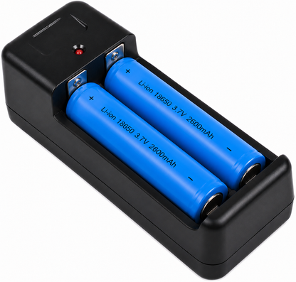 Universal Dual Battery Charger for Li-ion 3.7V 18650 Rechargeable Cells | 2 Slot Smart Lithium Ion Battery Charger with LED Indicator